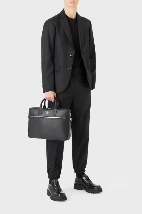 Emporio Armani Çıkarılabilir Uzatma Askılı Fermuarlı Laptop Erkek Çanta Y4P119 Y138E 81072 SİYAH - Emporio Armani (1)