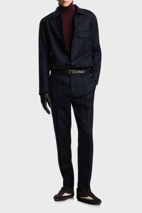 Emporio Armani Çimalı Yün Karışımlı Regular Fit Düz Paça Erkek Pantolon EM003669 AF18507 UB118 LACİVERT - Emporio Armani (1)