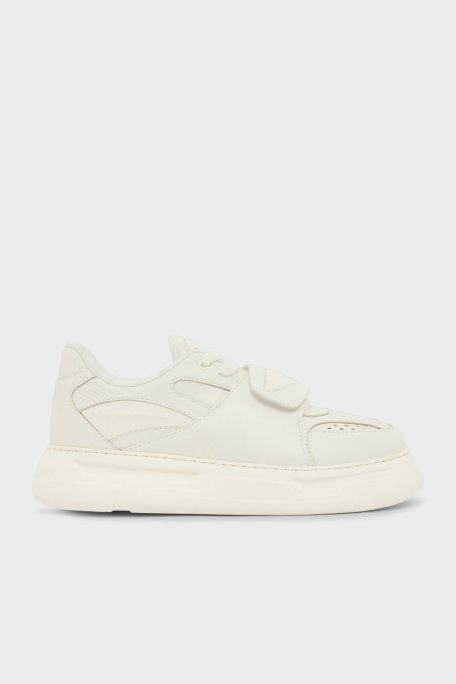 Emporio Armani Cırt Cırtlı Detaylı Sneaker Erkek Ayakkabı EM005398 AF17451 U0003 BEYAZ - Emporio Armani