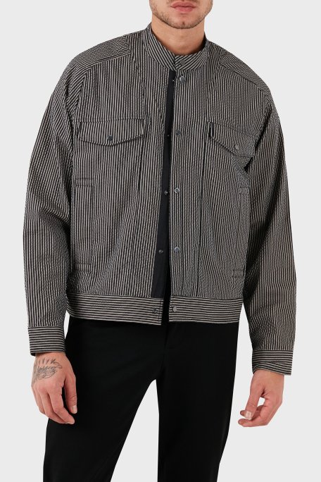 Emporio Armani Çizgili Dik Yaka Regular Fit Mevsimlik Erkek Mont 3D1BL6 1NPIZ F014 SİYAH - Emporio Armani (1)