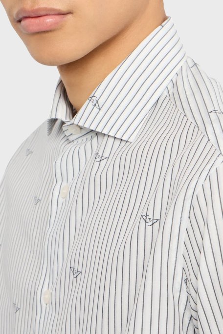 Emporio Armani Çizgili Pamuklu Regular Fit Erkek Gömlek 3D1C86 1K3LZ F1H2 AÇIK MAVİ - Emporio Armani (1)