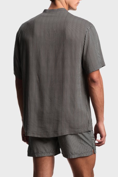 Emporio Armani Çizgili Regular Fit Kısa Kollu Erkek Gömlek EM005144 AF20445 F1039 SİYAH-BEJ - Emporio Armani (1)