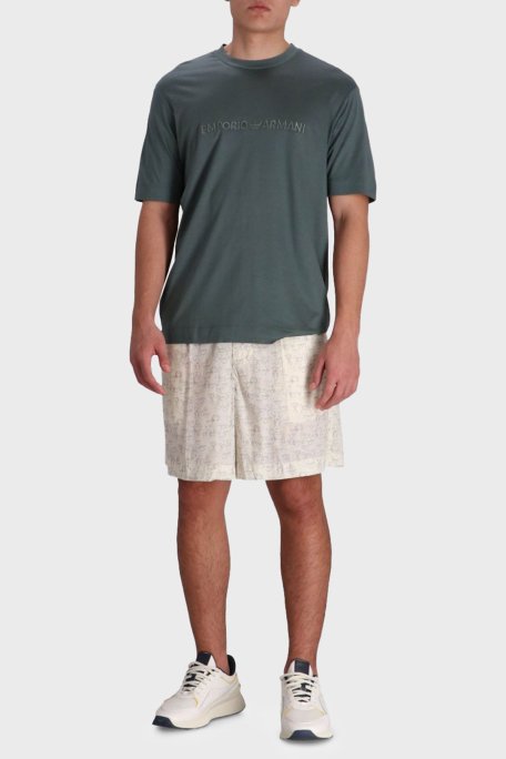 Emporio Armani Comfort Fit Lastikli Bel Kartal Logolu Bermuda Erkek Short EM001846 AF15260 MB046 BEYAZ - Emporio Armani