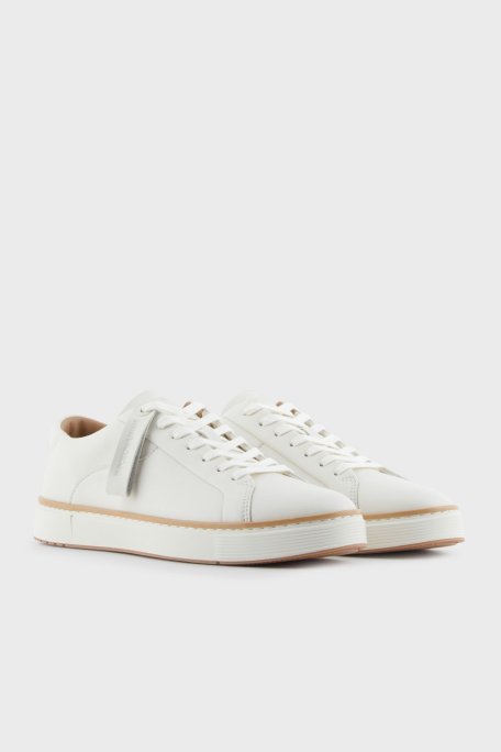 Emporio Armani Deri Logolu Sneaker Erkek Ayakkabı EM003081 AF18228 U0003 BEYAZ - Emporio Armani (1)
