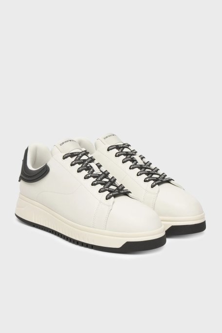 Emporio Armani Deri Logolu Sneaker Erkek Ayakkabı EM003663 AF18212 M0364 BEYAZ - Emporio Armani (1)