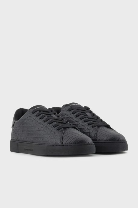 Emporio Armani Deri Logolu Sneaker Erkek Ayakkabı X4X670 XD432 00002 SİYAH - Emporio Armani (1)