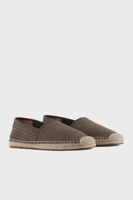 Emporio Armani Deri Tamamı Logolu Erkek Espadril X4S030 XR338 U582 KOYU KAHVE - Emporio Armani (1)