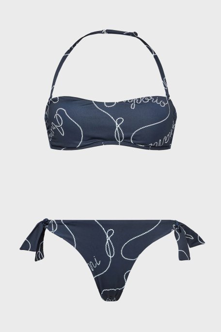 Emporio Armani Desenli Bağlama Detaylı Sert Hafif Dolgulu Kadın Bikini 262636 3R310 01736 LACİVERT - Emporio Armani (1)