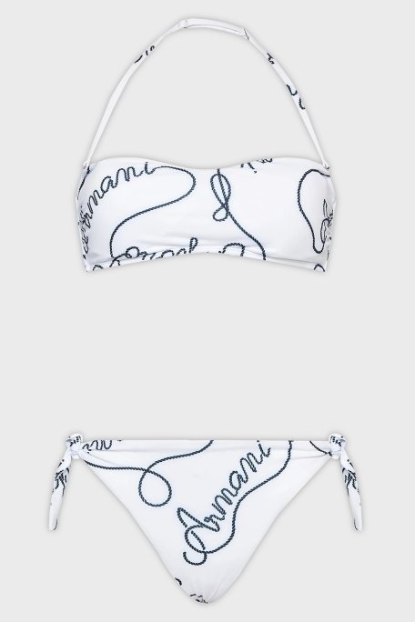 Emporio Armani Desenli Bağlama Detaylı Sert Hafif Dolgulu Bayan Bikini 262636 3R310 10410 BEYAZ - Emporio Armani (1)