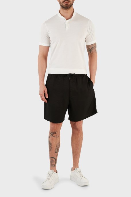 Emporio Armani Belden Bağlamalı Regular Fit Cepli Erkek Bermuda 3R1PR0 1NWDZ 0999 SİYAH - Emporio Armani