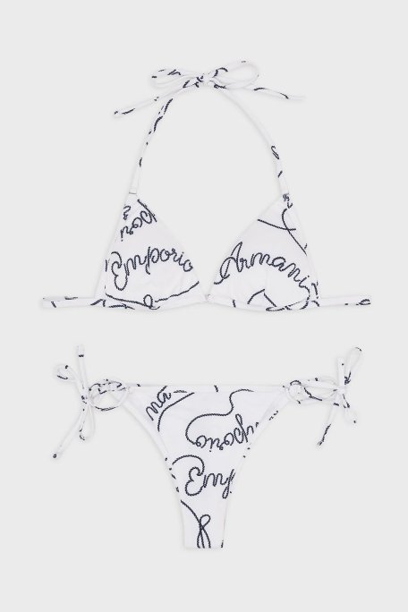 Emporio Armani Desenli Boyundan Bağlamalı Hafif Dolgulu Üçgen Bayan Bikini 262671 3R310 10410 BEYAZ - Emporio Armani (1)