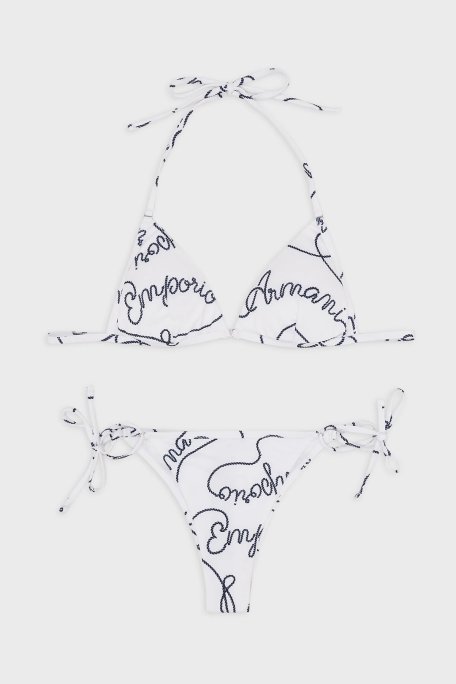 Emporio Armani Desenli Boyundan Bağlamalı Hafif Dolgulu Üçgen Kadın Bikini 262671 3R310 10410 BEYAZ - Emporio Armani (1)
