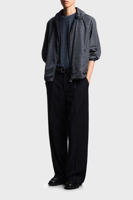 Emporio Armani Desenli Çift Taraflı Comfort Fit Kapüşonlu Erkek Mont EM003265 AF12021 FB286 LACİVERT - Emporio Armani (1)