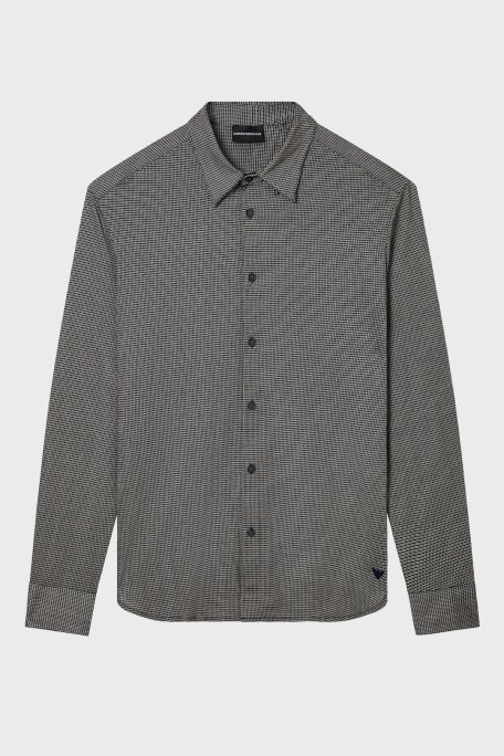 Emporio Armani Desenli Pamuk Karışımlı Regular Fit Uzun Kollu Erkek Gömlek EM005446 AF24857 F1158 BEJ - Emporio Armani (1)