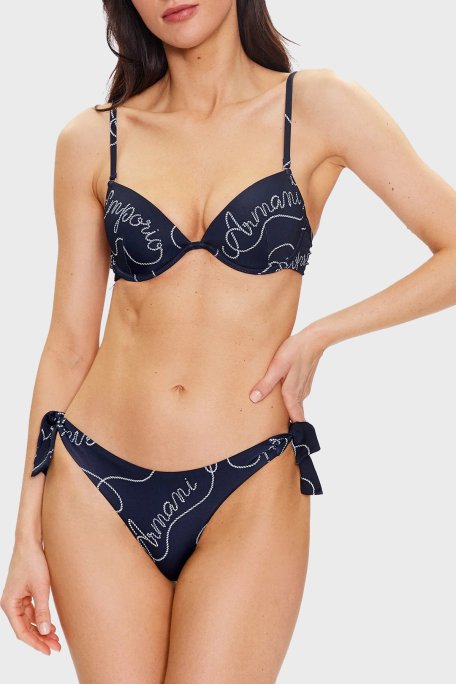 Emporio Armani Desenli Push-Up Dolgulu Bayan Bikini 262351 3R310 01736 LACİVERT - Emporio Armani