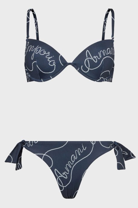 Emporio Armani Desenli Push-Up Dolgulu Bayan Bikini 262351 3R310 01736 LACİVERT - Emporio Armani (1)