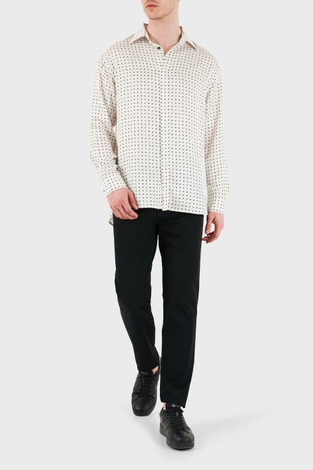 Emporio Armani Desenli Relaxed Fit Uzun Kollu Erkek Gömlek EM005762 AF13285 F1184 BEYAZ - Emporio Armani (1)