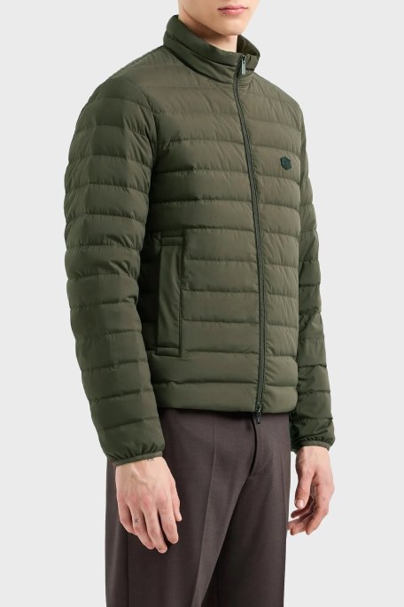 Emporio Armani Dik Yaka Cepli Kuş Tüyü Dolgulu Şişme Erkek Mont 8N1BQ2 1NLRZ 05A6 HAKİ - Emporio Armani