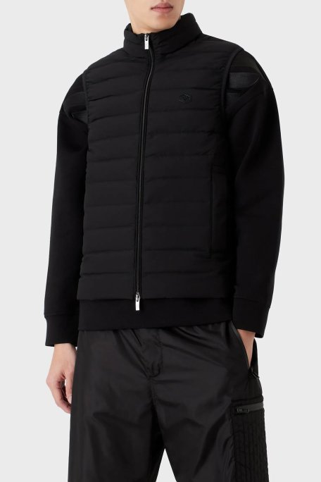 Emporio Armani Suya ve Soğuğa Karşı Dayanıklı Dik Yaka Slim Fit Şişme Erkek Yelek 8N1BQ1 1NLRZ 0999 SİYAH - Emporio Armani