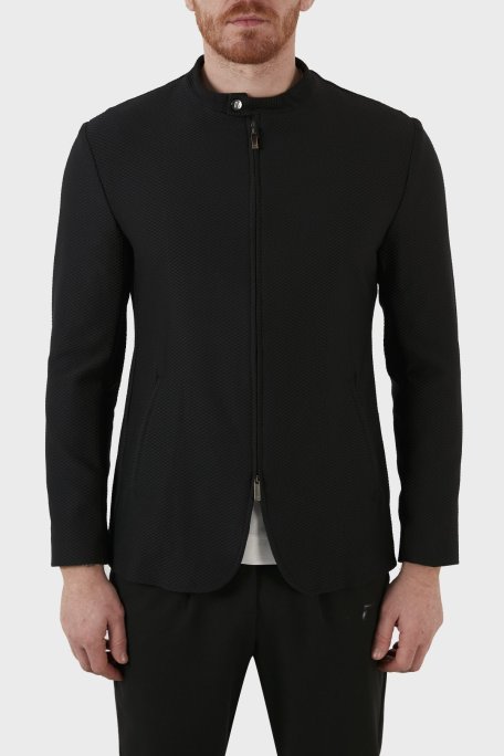Emporio Armani Dik Yaka Fermuarlı Süper Rahat Erkek Ceket I1G710 I1428 999 SİYAH - Emporio Armani