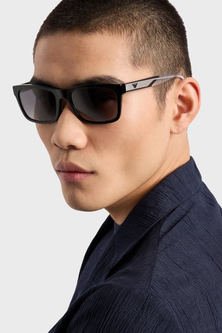 Emporio Armani Dikdörtgen Güneş Erkek Gözlük 0EA4224 500171 57 Mat Siyah-Koyu Yeşil - Emporio Armani (1)