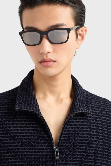 Emporio Armani Dikdörtgen Güneş Erkek Gözlük 0EA4249U 500181 55 Mat Siyah-Gri Polarize - Emporio Armani (1)