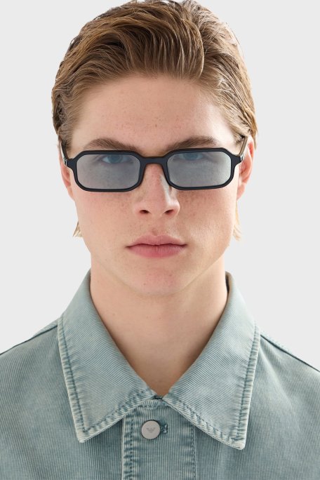 Emporio Armani Dikdörtgen Güneş Erkek Gözlük 0EA4253U 501765 54 Parlak Siyah-Açık Gök Mavisi - Emporio Armani (1)