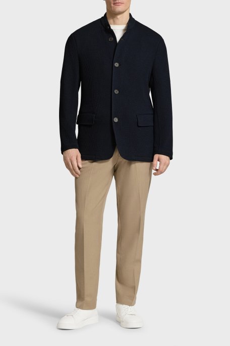 Emporio Armani Dokulu Hakim Yaka Düğmeli Erkek Ceket EM005891 AF23623 UB118 LACİVERT - Emporio Armani (1)