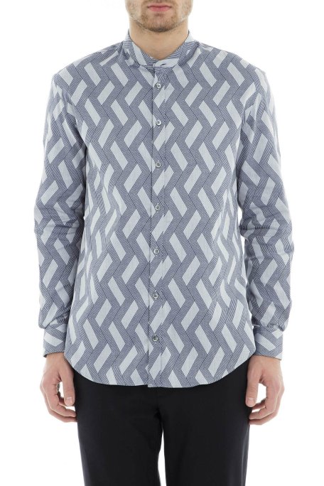 Emporio Armani Erkek Gömlek 21SMGL 213F4 041 GRİ - Emporio Armani