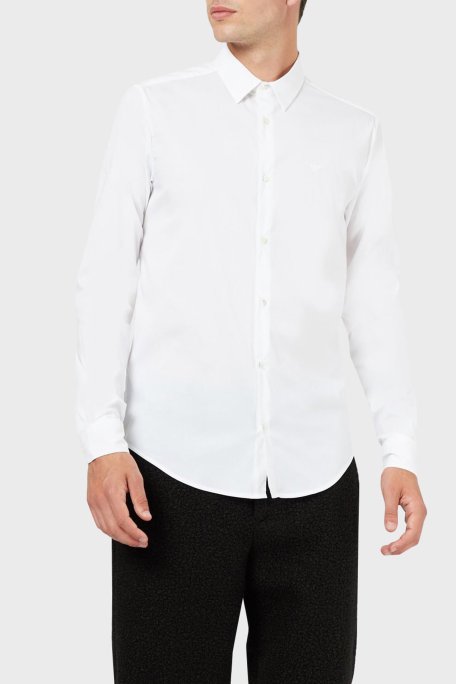Emporio Armani Pamuklu Regular Fit Erkek Gömlek 8N1C09 1NI9Z 0100 BEYAZ - Emporio Armani