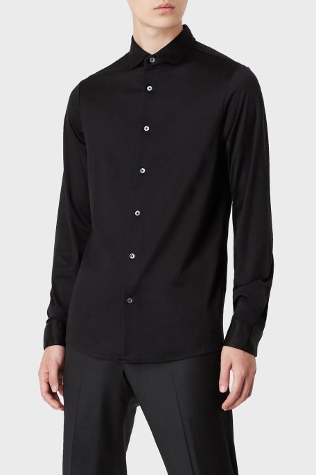 Emporio Armani Düz Yaka Erkek Gömlek 8N1CG1 1JUVZ 0999 SİYAH - Emporio Armani