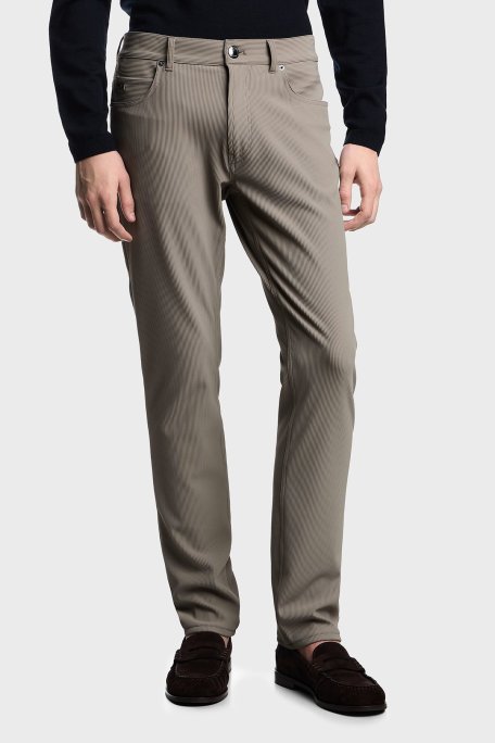 Emporio Armani Fitilli Regular Fit Normal Bel Düz Paça Erkek Kot Pantolon EM000062 AF14076 U6218 BEJ - Emporio Armani