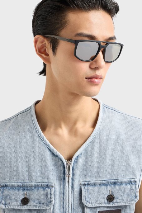 Emporio Armani Güneş Erkek Gözlük 0EA4248U 50016G 58 Mat Siyah-Açık Gri Aynalı Gümü - Emporio Armani (1)