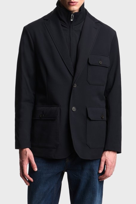 Emporio Armani Hafif Dolgulu Regular Fit Kruvaze Yaka Blazer Erkek Ceket EM003835 AF18502 UB118 LACİVERT - Emporio Armani