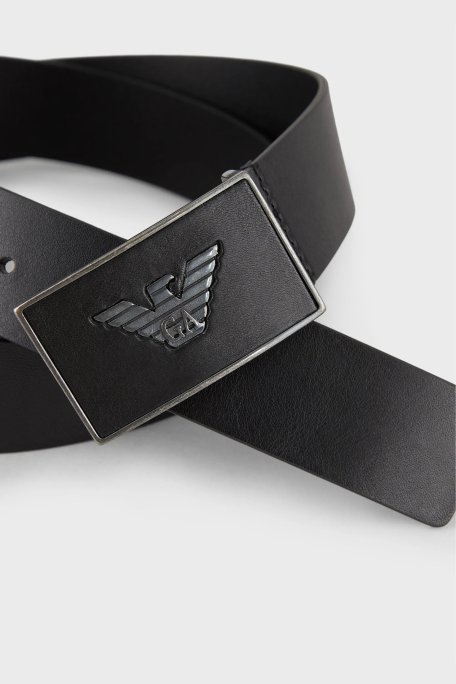 Emporio Armani Logo Baskılı Hakiki Deri Erkek Kemer Y4S196 YDC0G 80001 SİYAH - Emporio Armani (1)