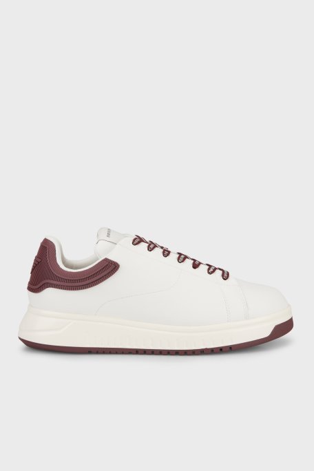 Emporio Armani Hakiki Deri Logolu Erkek Ayakkabı EM003663 AF18212 M0363 BEYAZ - Emporio Armani