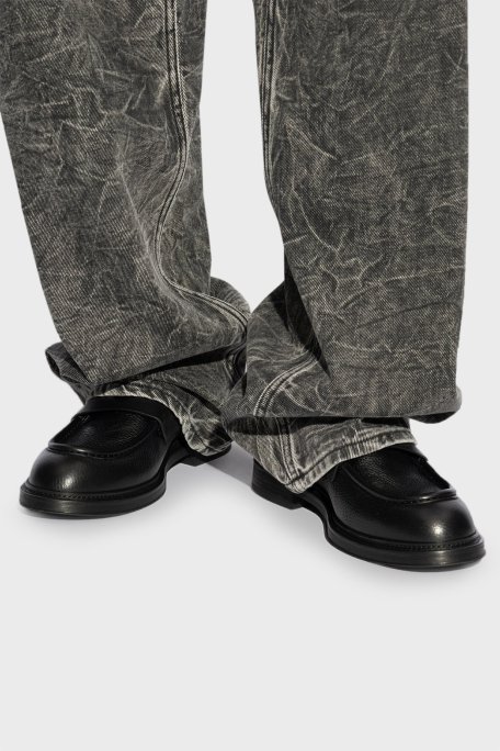 Emporio Armani Hakiki Deri Mokasen Erkek Ayakkabı X4A190 XR207 K001 SİYAH - Emporio Armani (1)