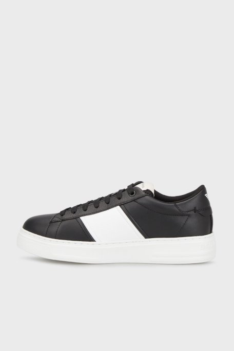 Emporio Armani Hakiki Deri Sneaker Erkek Ayakkabı X4X570 XN840 N642 SİYAH-BEYAZ - Emporio Armani (1)