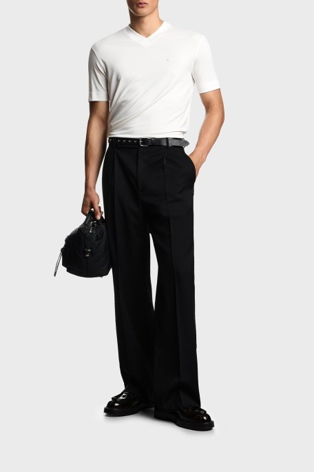 Emporio Armani İpek Karışımlı Regular Fit V Yaka Jarse Erkek T Shirt EM003465 AF13721 U0003 EKRU - Emporio Armani (1)