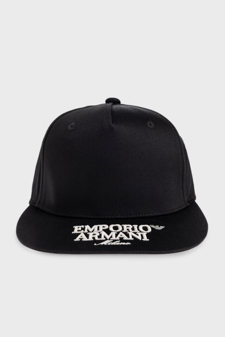 Emporio Armani İşleme Logolu Pamuklu Erkek Şapka EM004848 AF23345 UC001 SİYAH - Emporio Armani