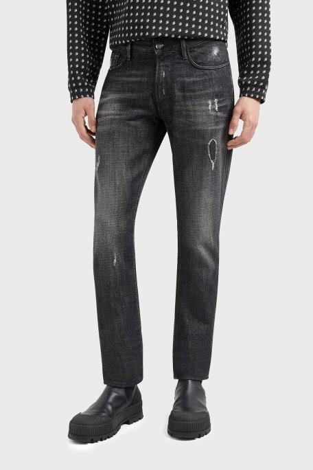 Emporio Armani J06 Düşük Bel Slim Fit Dar Paça Jeans Erkek Kot Pantolon 3D1J06 1D14Z 0006 SİYAH - Emporio Armani