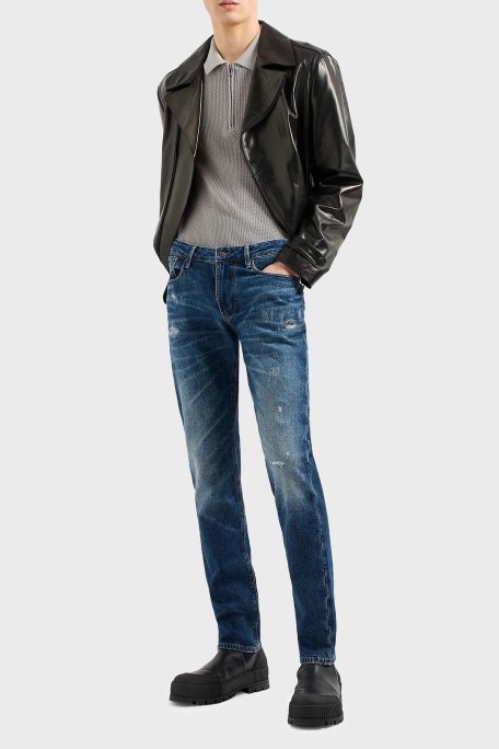 Emporio Armani J06 Düşük Bel Slim Fit Jeans Erkek Kot Pantolon 3D1J06 1D06Z 0942 LACİVERT - Emporio Armani