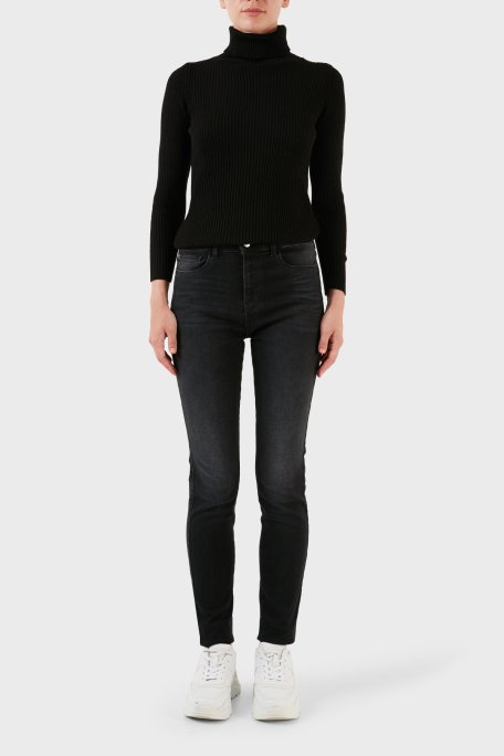 Emporio Armani J20 Pamuklu Yüksek Bel Skinny Fit Dar Paça Jeans Kadın Kot Pantolon 6R2J20 2DAXZ 0005 SİYAH - Emporio Armani