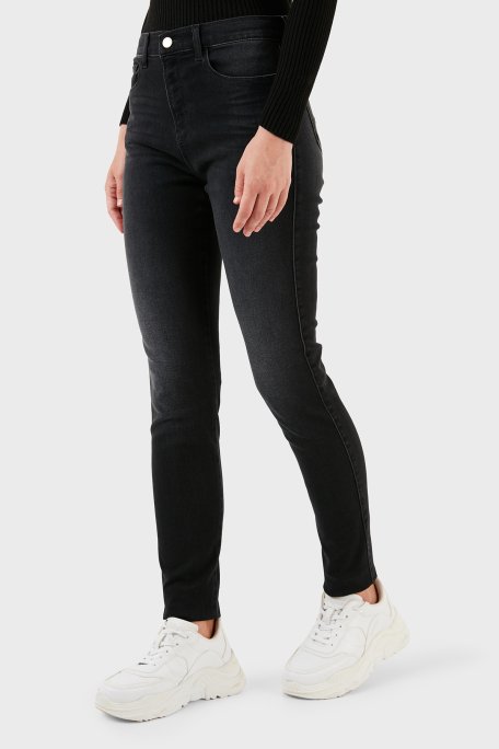 Emporio Armani J20 Pamuklu Yüksek Bel Skinny Fit Dar Paça Jeans Kadın Kot Pantolon 6R2J20 2DAXZ 0005 SİYAH - Emporio Armani (1)
