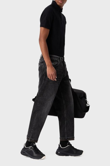 Emporio Armani J69 Streç Pamuklu Düşük Bel Loose Fit Boru Paça Jeans Erkek Kot Pantolon 6R1J69 1DQVZ 0006 SİYAH - Emporio Armani (1)