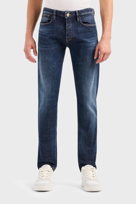 Emporio Armani J75 Düşük Bel Slim Fit Streç Jeans Erkek Kot Pantolon 6R1J75 1D24Z 0942 LACİVERT - Emporio Armani