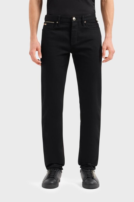 Emporio Armani J75 Pamuklu Düşük Bel Slim Fit Jeans Erkek Kot Pantolon EM000051 AF10073 MC002 SİYAH - Emporio Armani