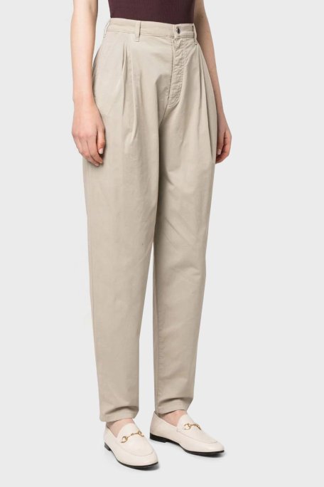 Emporio Armani J94 Pamuklu Cepli Relaxed Fit Bayan Pantolon 3R2J94 2NP9Z 0106 BEJ - Emporio Armani