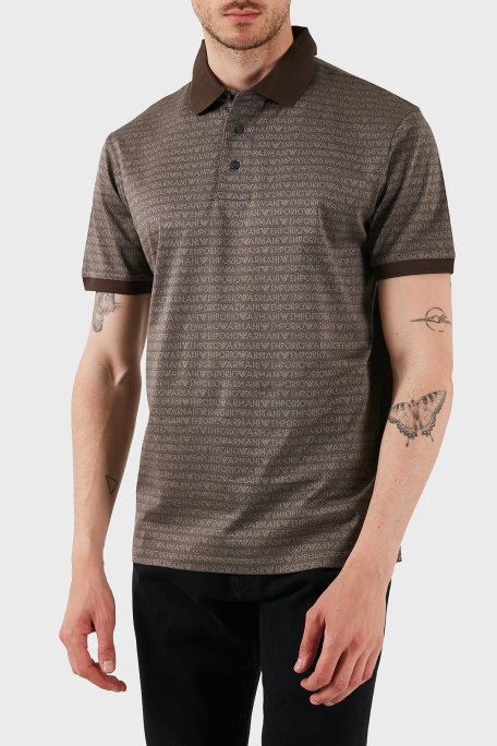 Emporio Armani Jakarlı % 100 Pamuk Düğmeli Erkek Polo Yaka T Shirt EM000788 AF12916 F6052 KAHVE - Emporio Armani (1)