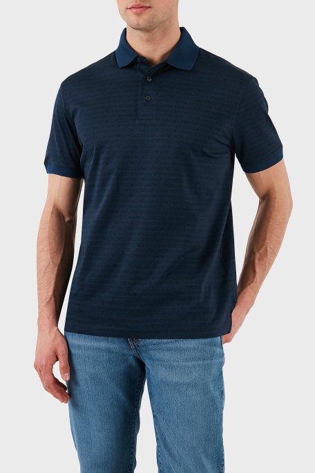 Emporio Armani Jakarlı % 100 Pamuk Düğmeli Erkek Polo Yaka T Shirt EM000788 AF12916 FB224 LACİVERT - Emporio Armani (1)
